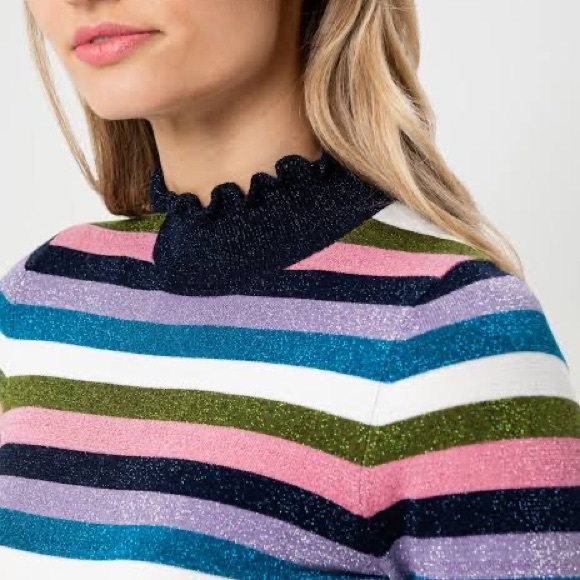 REVIEW Pippi Stripe Metallic Rainbow Knit Sweater Jumper - Picture 5 of 14
